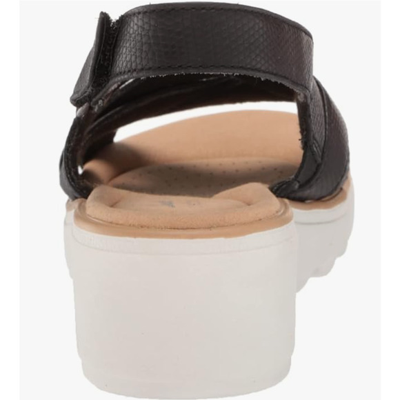 Clarks Jillian Spring Wedge Sandal, Black Leather, 7.5 Medium - Picture 2 of 11